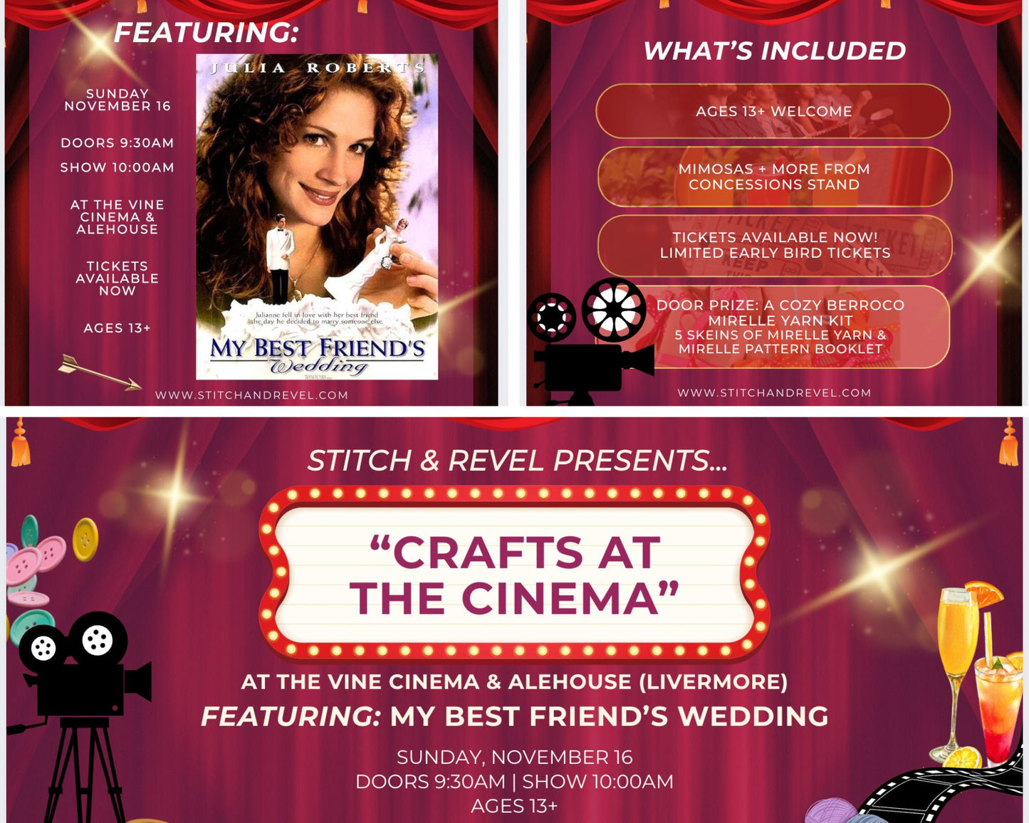 Crafts at the Cinema - Sun Nov 16th 9:00am-11:45am