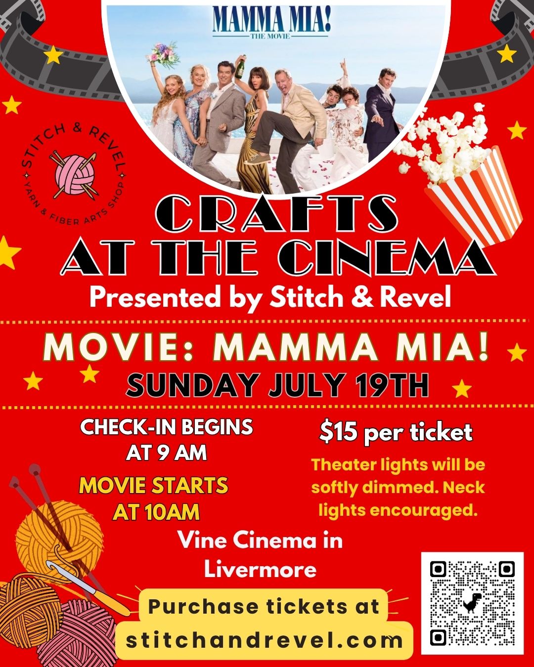 Crafts at the Cinema - Mamma Mia - Sun July 19th 9am
