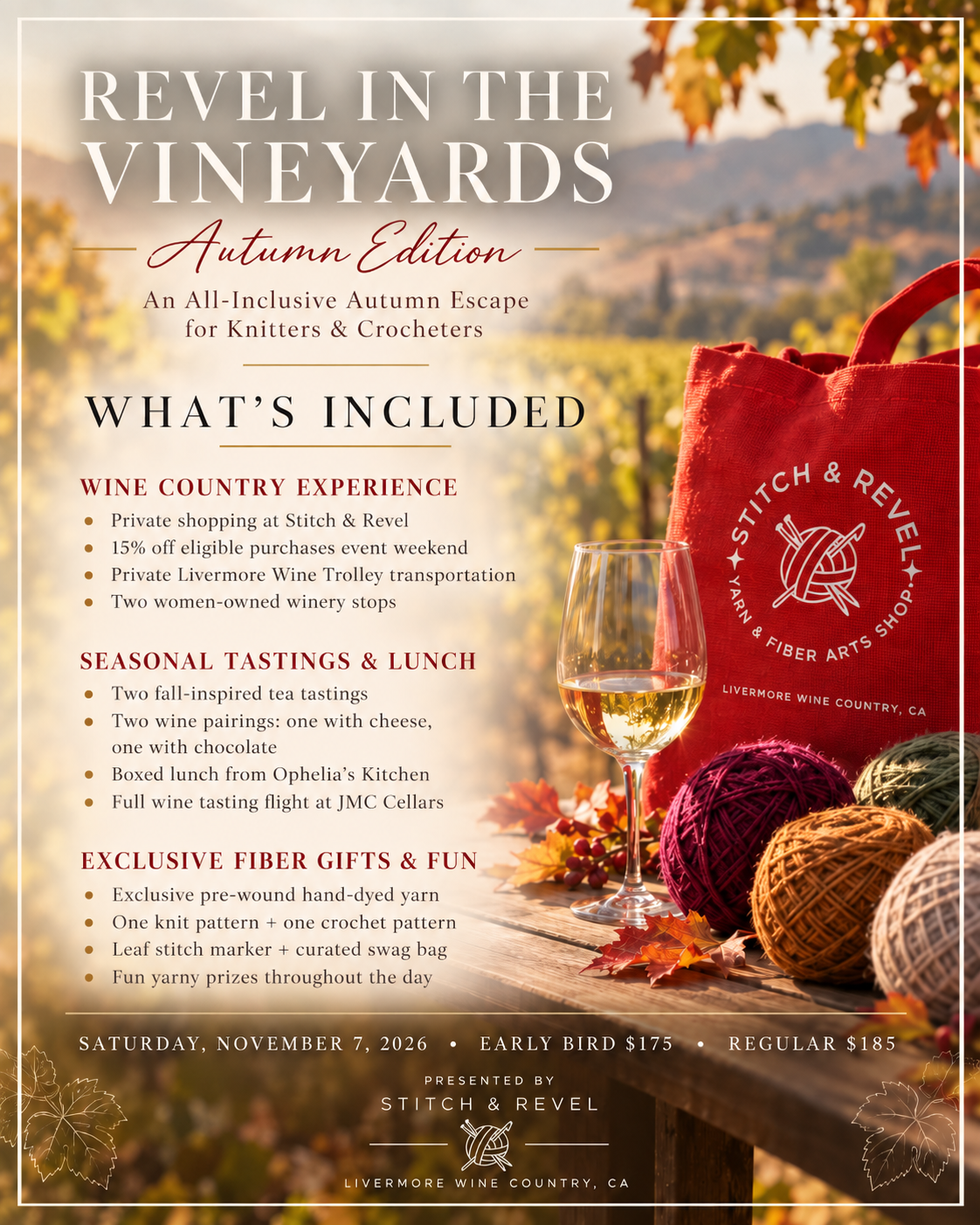 Revel In The Vineyards - An All-Inclusive Autumn Escape for Knitters & Crocheters