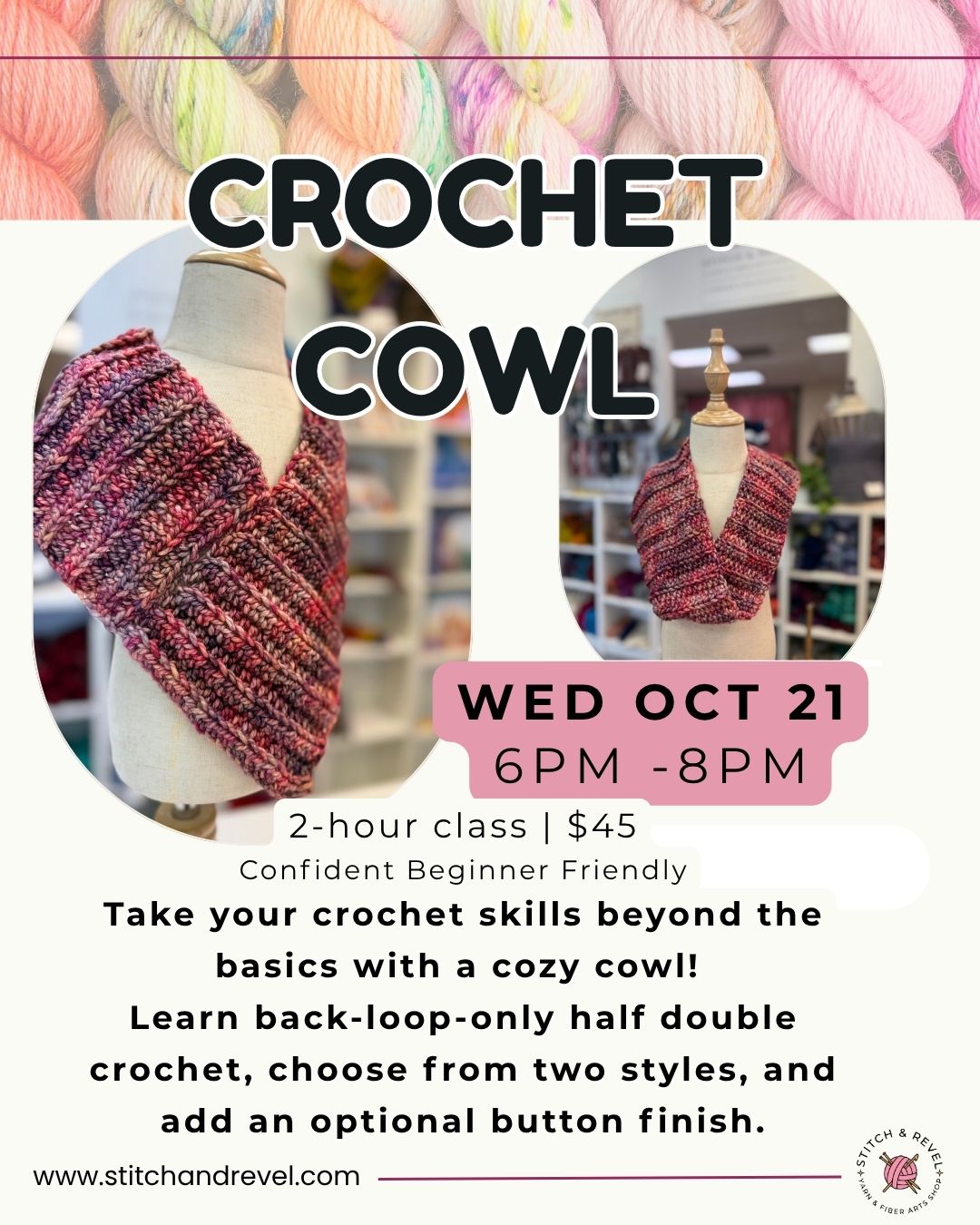 Cozy Crochet Cowl - Wed 10/21: 6-8pm