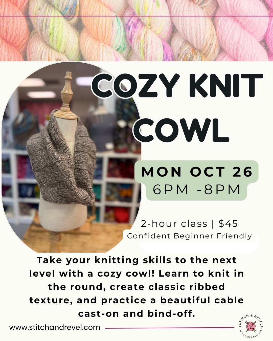 Knit a Cozy Cowl - Mon 10/26: 6-8pm