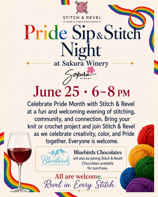 Pride Sip & Stitch Night @ Sakura Winery - Thu June 25th 6-8pm