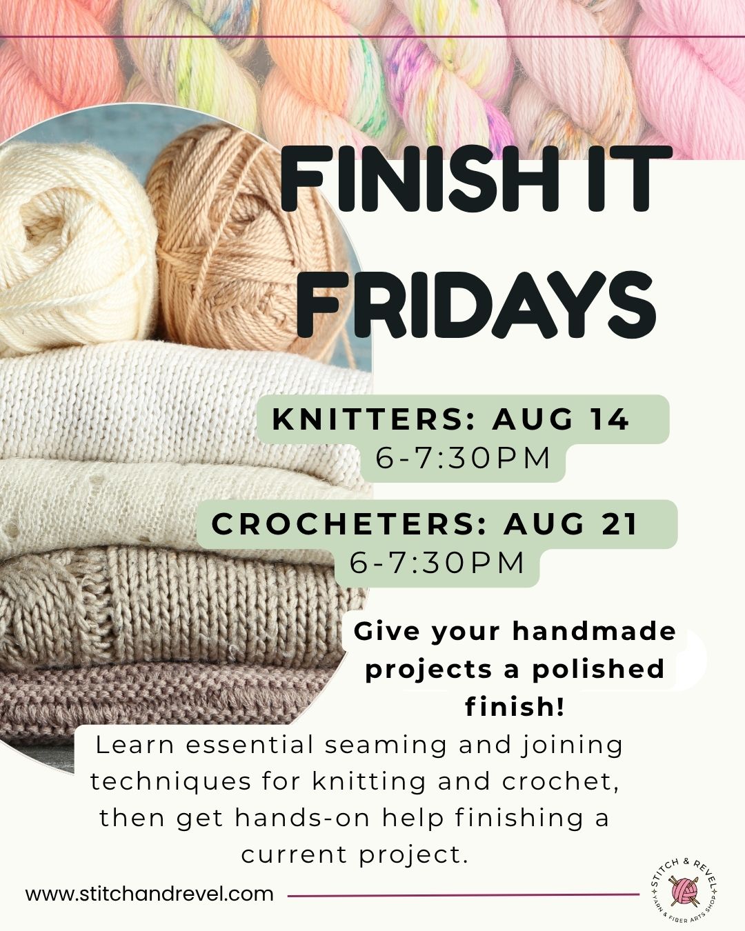 Finish it Fridays -   8/7 - 8/28 6-7:30pm